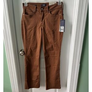 NYDJ Womens Marilyn Straight Jeans Luxury Touch Denim Cold Brew Brown Sz 8P NEW